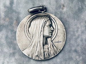 Vintage French Virgin Mary Medal by L Tricard