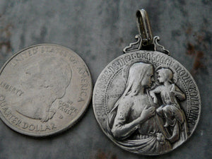 RESERVED FOR C - Vintage French Jesus and Mary Medal by L Tricard