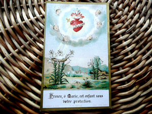 Antique French Immaculate Heart of Mary Holy Card