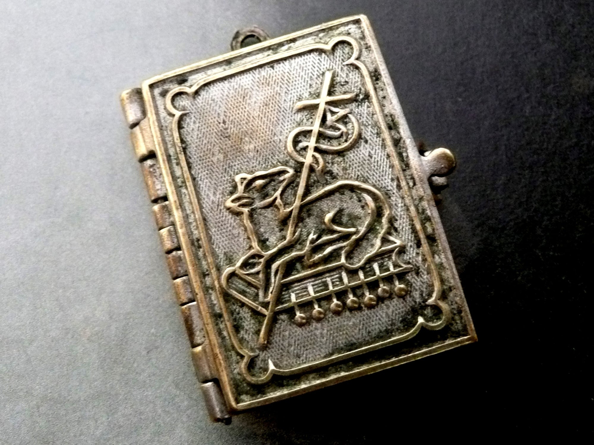 Vintage French Agnus Dei First Communion Book Locket