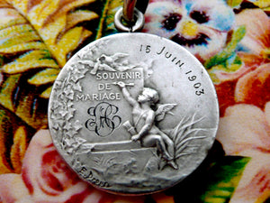 Antique French Marriage Medal by E Dropsy