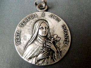 Vintage French Silver Saint Therese Medal