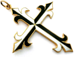 Large Vintage French Gilded Enamel Dominican Cross