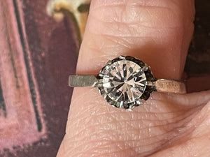 Vintage French Crystal and Silver Ring