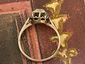Vintage French Crystal and Silver Ring