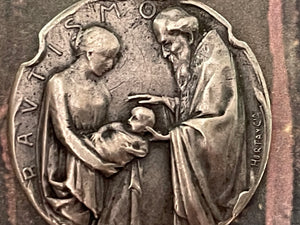 Antique French Silver Baptism Medal