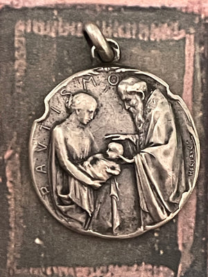 Antique French Silver Baptism Medal