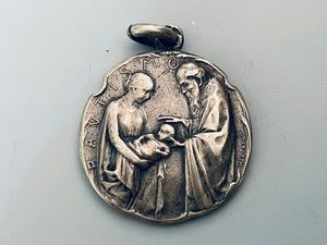 Antique French Silver Baptism Medal
