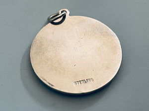 Vintage Sterling Silver Guilloche Rose Pendant