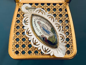 Antique French Mother of Pearl and Glass Our Lady of Lourdes Medal