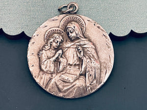 Vintage Sterling Silver Saint Anne Medal