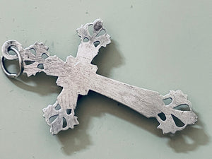 Vintage or Antique French Silver Fleur De Lys Crucifix