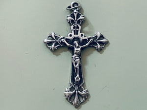 Vintage or Antique French Silver Fleur De Lys Crucifix