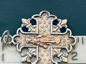 Vintage or Antique French Silver and Gold Our Lady of Grace Medal