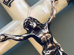 Antique French Silver and Mother of Pearl Crucifix