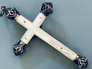 Antique French Silver and Mother of Pearl Crucifix