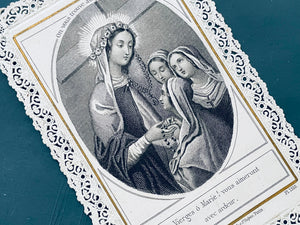 Antique French Child of Mary Paper Lace Holy Card