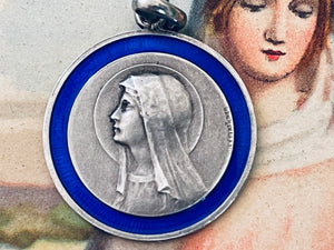 Vintage French Virgin Mary Medal