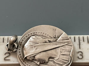 Vintage French Silver Virgin Mary Medal