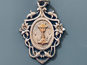 Vintage French Silver and Gold Communion Medal