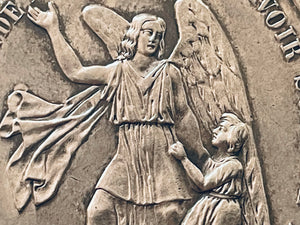 Vintage French Silver Guardian Angel Medal