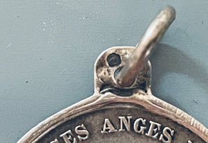 Vintage French Silver Guardian Angel Medal