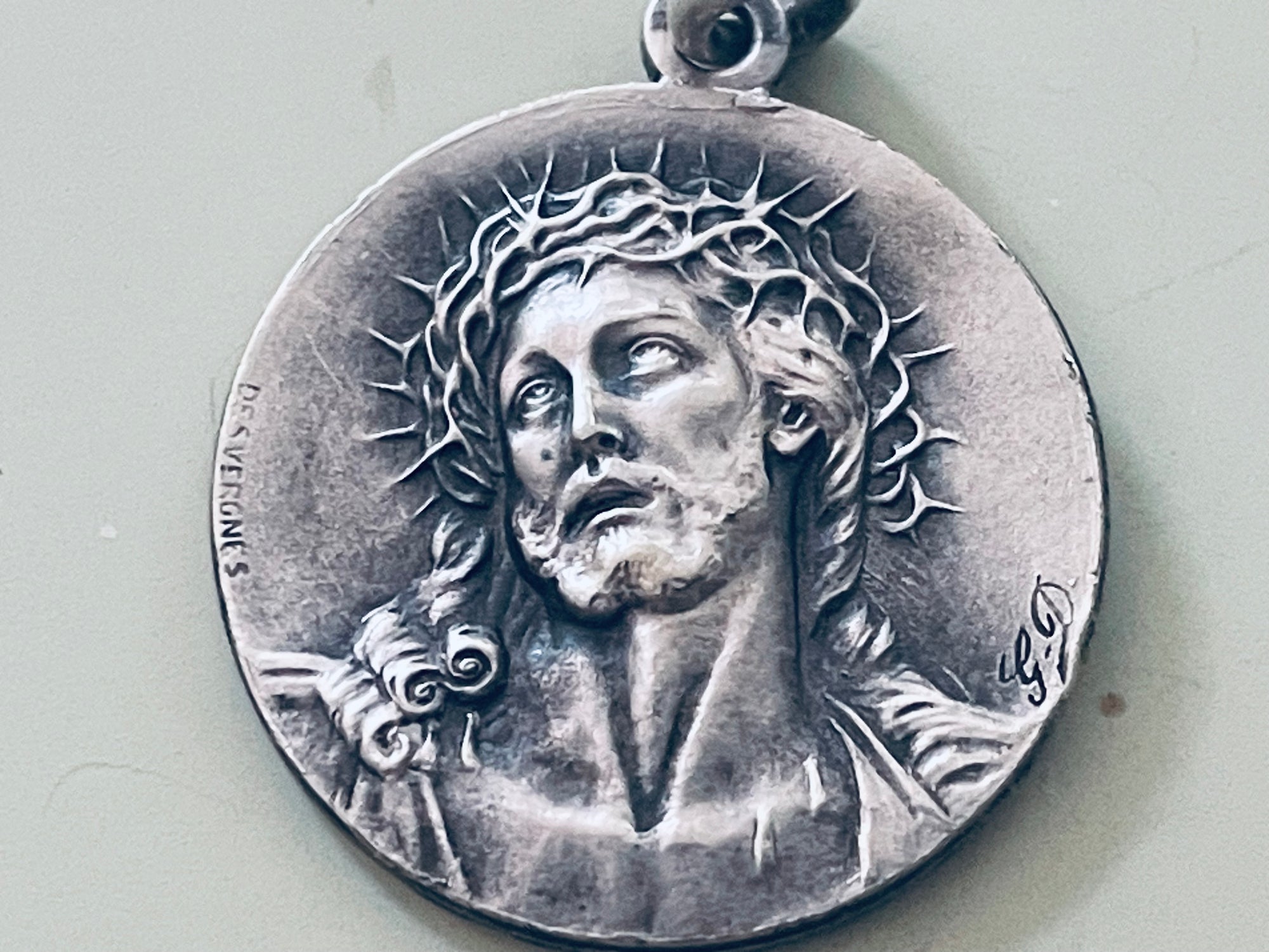 Vintage French 1933 Holy Year Medal of Jesus Crowned with Thorns, Face of Jesus Medal, Ecce Homo Medal
