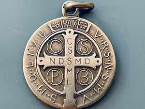 Vintage French Silver Saint Benedict Medal