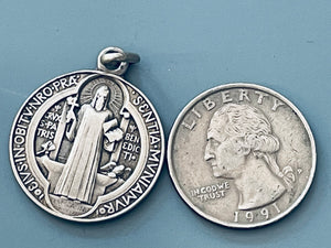 Vintage French Silver Saint Benedict Medal