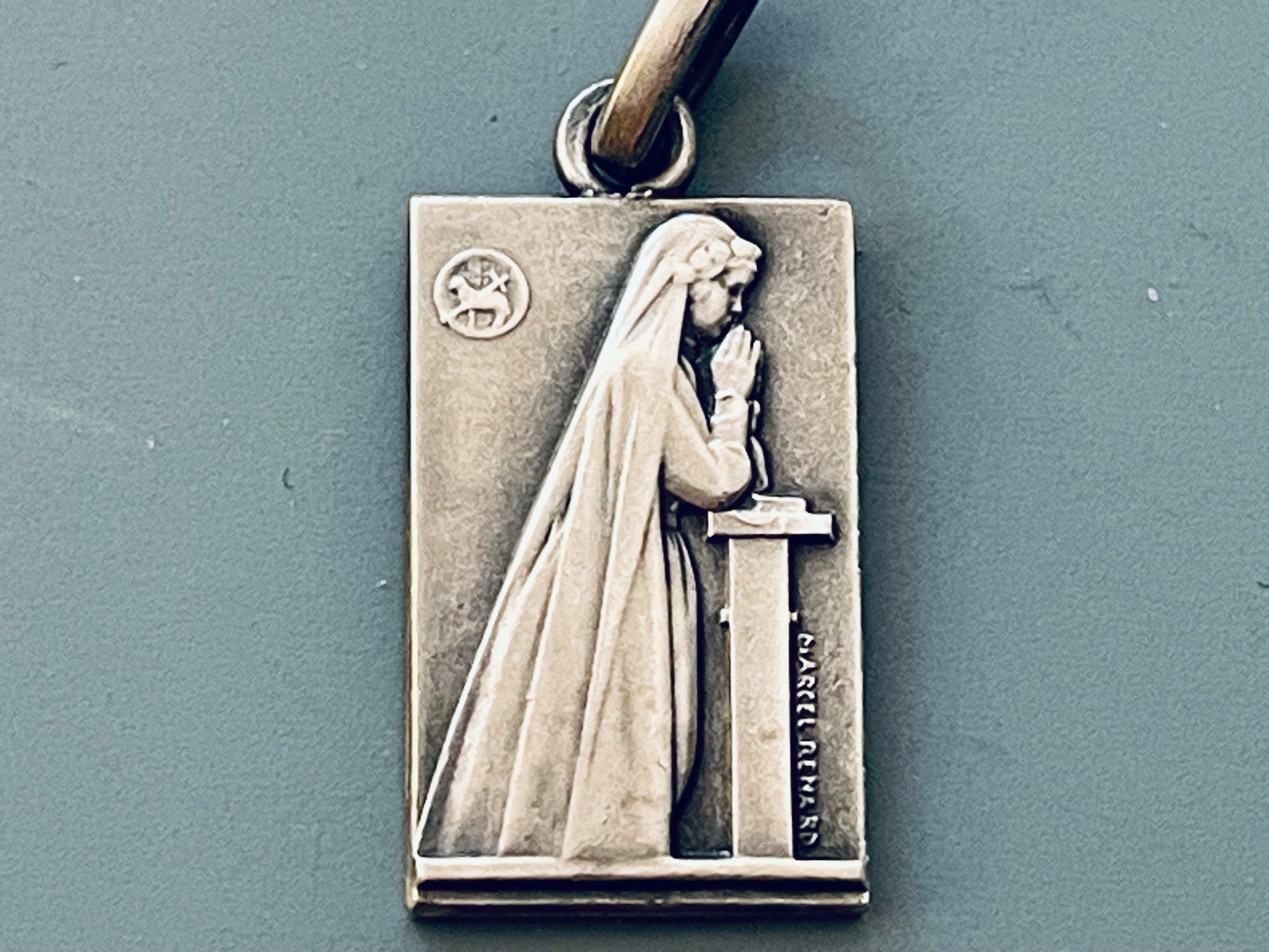 Small Vintage French Marcel Renard Silver Holy Communion Medal