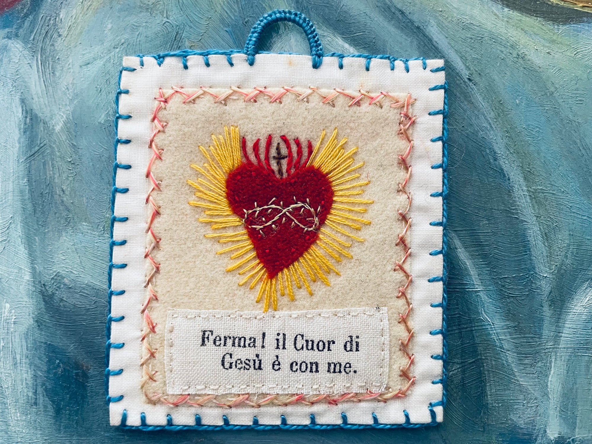 Vintage Italian Sacred Heart of Jesus Badge