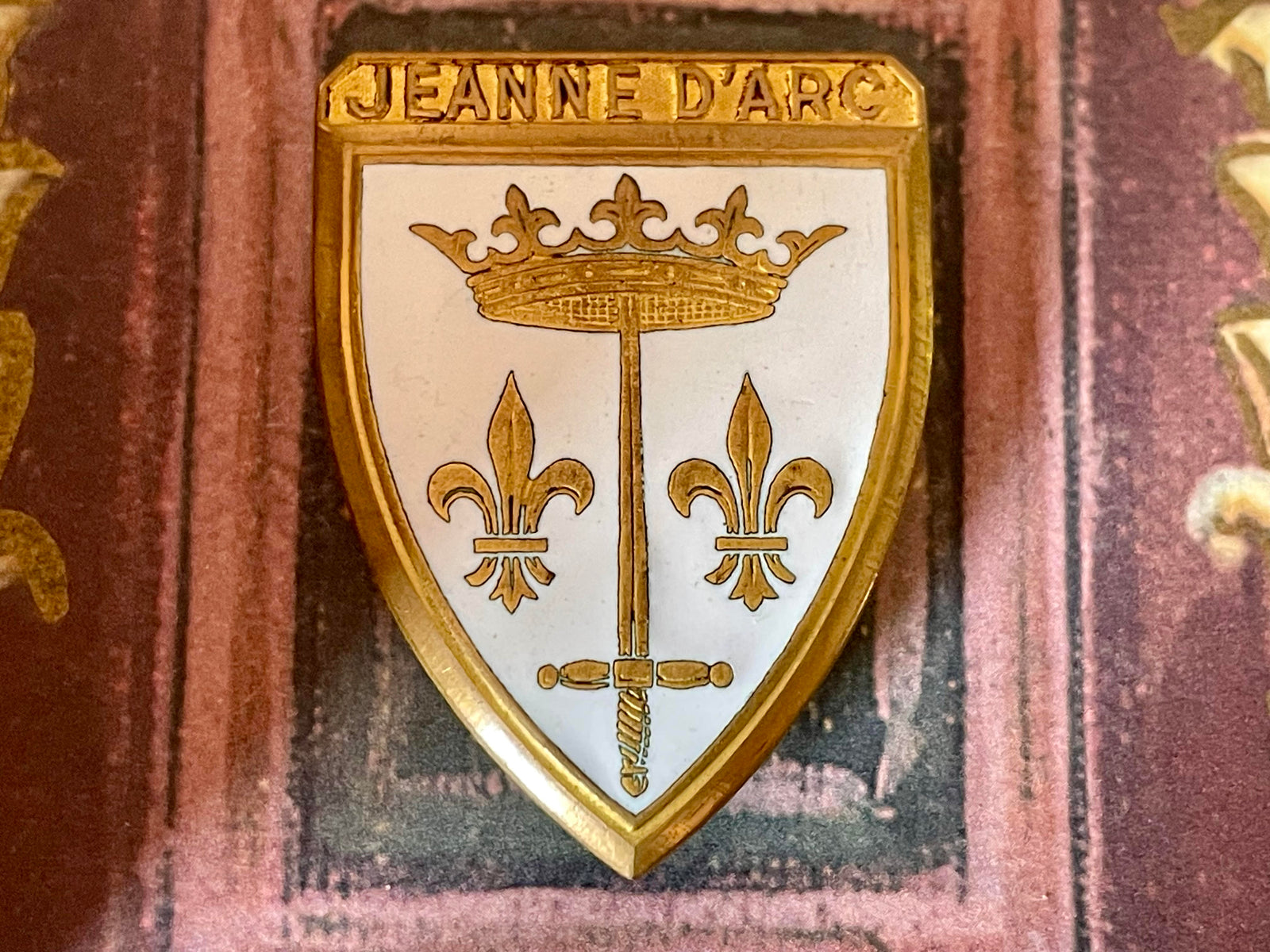 Vintage French Enamel Joan of Arc Brooch