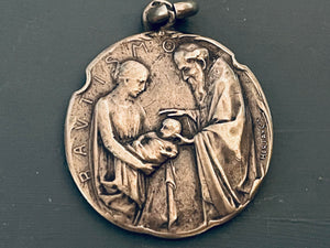 Antique French Silver Baptism Medal