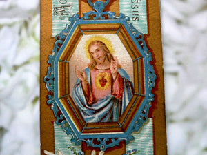 Antique 1880 French Sacred Heart of Jesus Holy Card