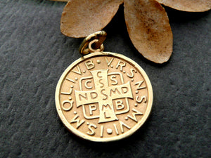 18k Gold Vintage Saint Benedict Medal