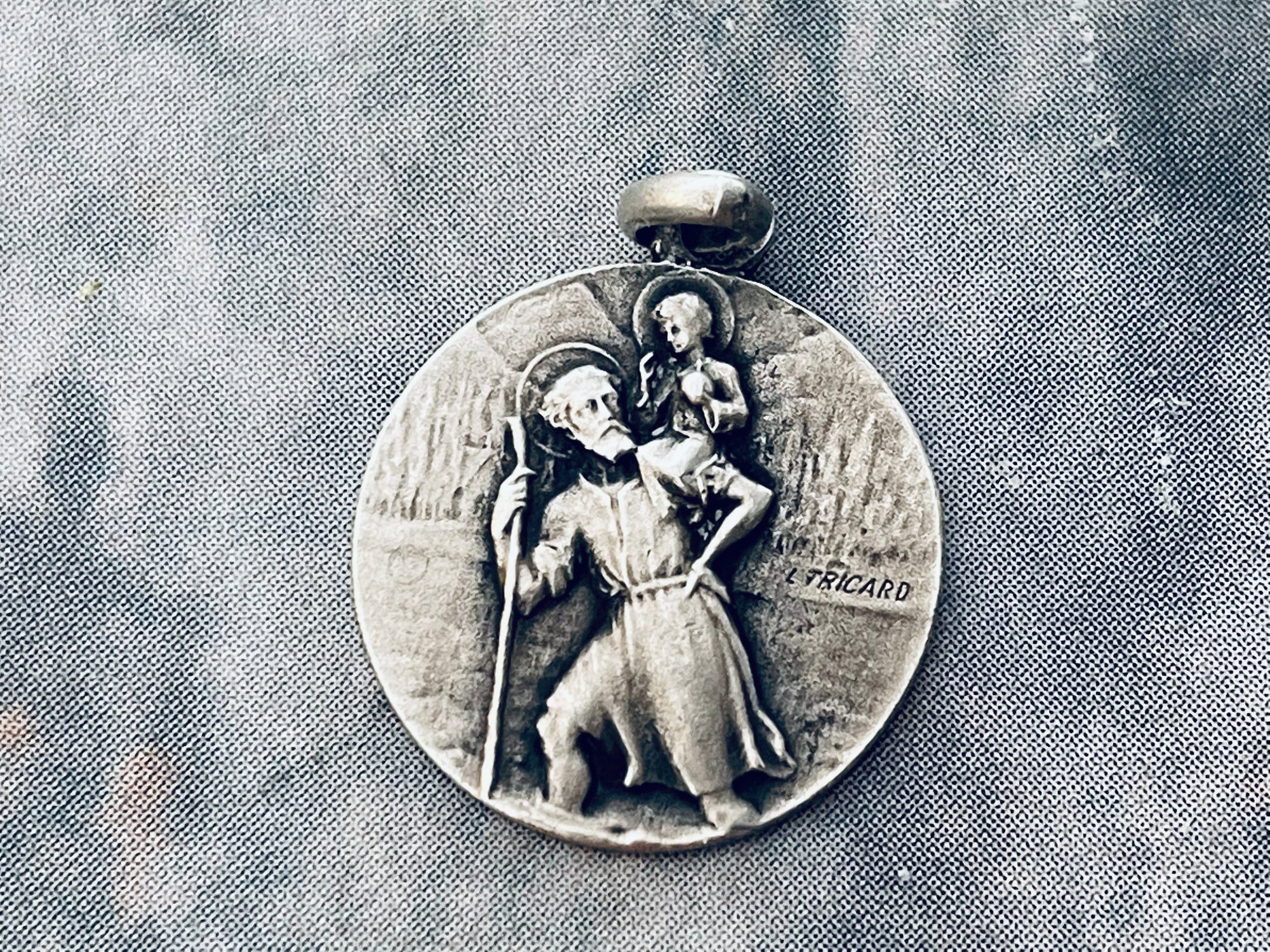 SMALL Vintage French Saint Christopher Medal by L Tricard