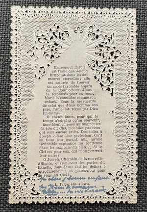 Antique French Saint Joseph Paper Lace Holy Card
