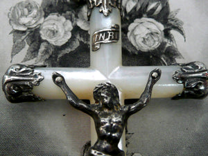 Antique French Silver and Mother of Pearl Crucifix