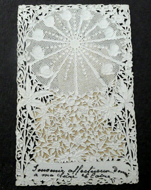 Antique French Paper Lace Holy Card of Baby Jesus, Christmas Holy Card