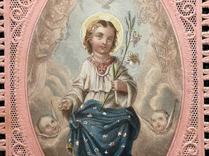 Antique Child Jesus and Angels Holy Card