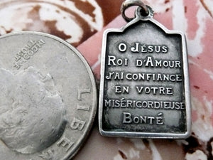 Vintage French Silver Christ the King Sacred Heart Medal