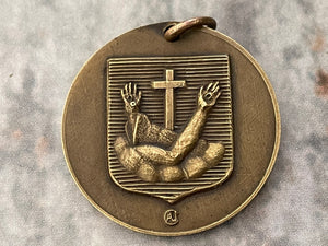 Vintage French Medal of Saint Louis with Hands Bearing Stigmata on Reverse Side