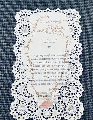 Antique 1800s French Paper Lace Holy Card of Madonna and Child