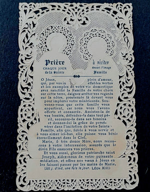 Antique French Paper Lace Holy Card of Holy Family