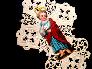 Antique French Child Jesus Paper Lace Holy Card