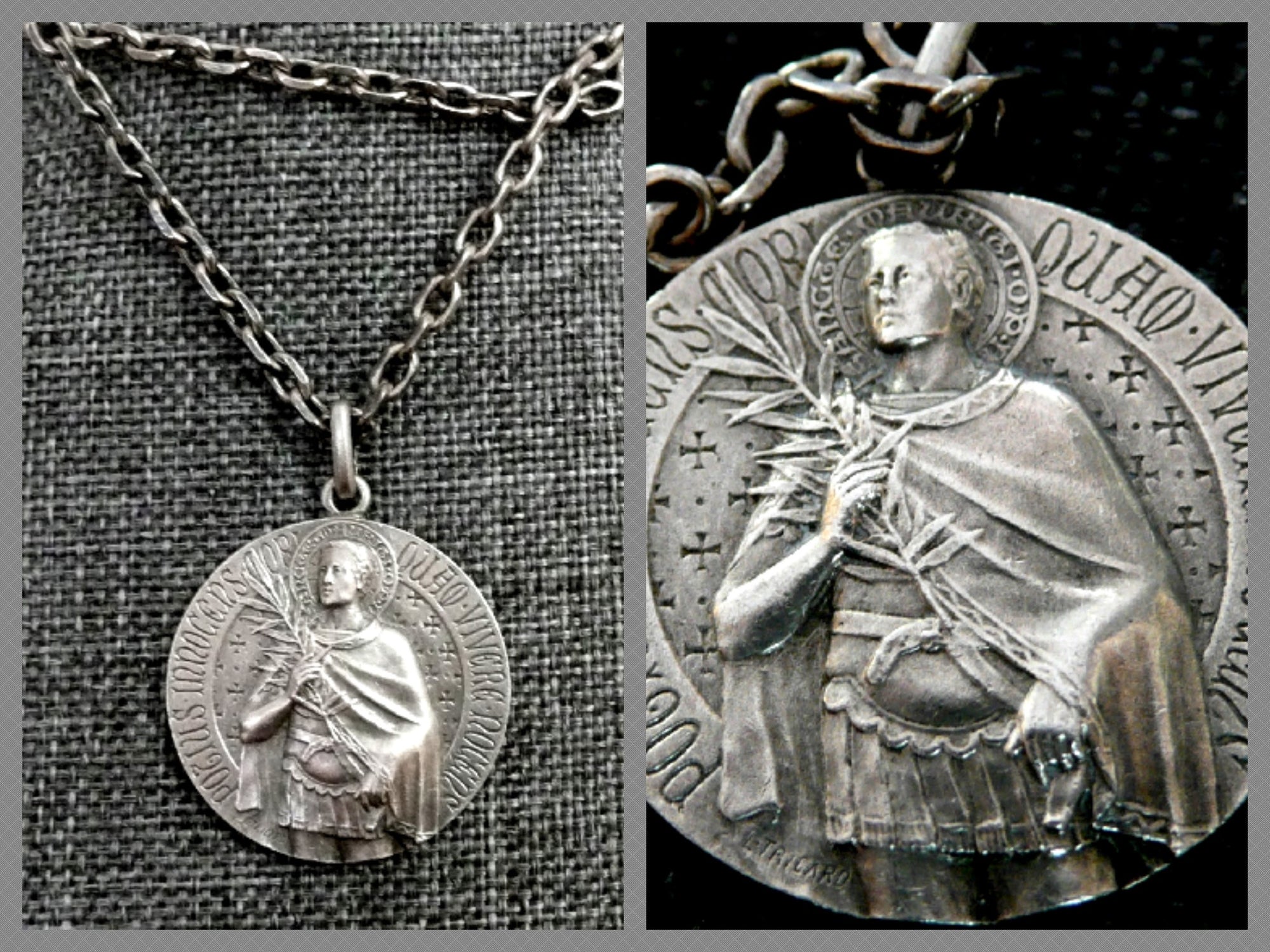 Large French Saint Maurice Medal, Necklace, L Tricard French Silver Medal