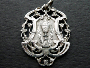 Large Antique French Silver Holy Communion Medal
