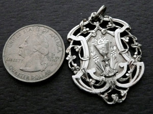 Large Antique French Silver Holy Communion Medal