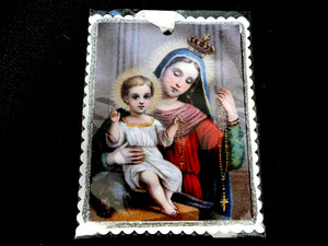 Queen of the Holy Rosary Card Ornament by Little Heart Designs