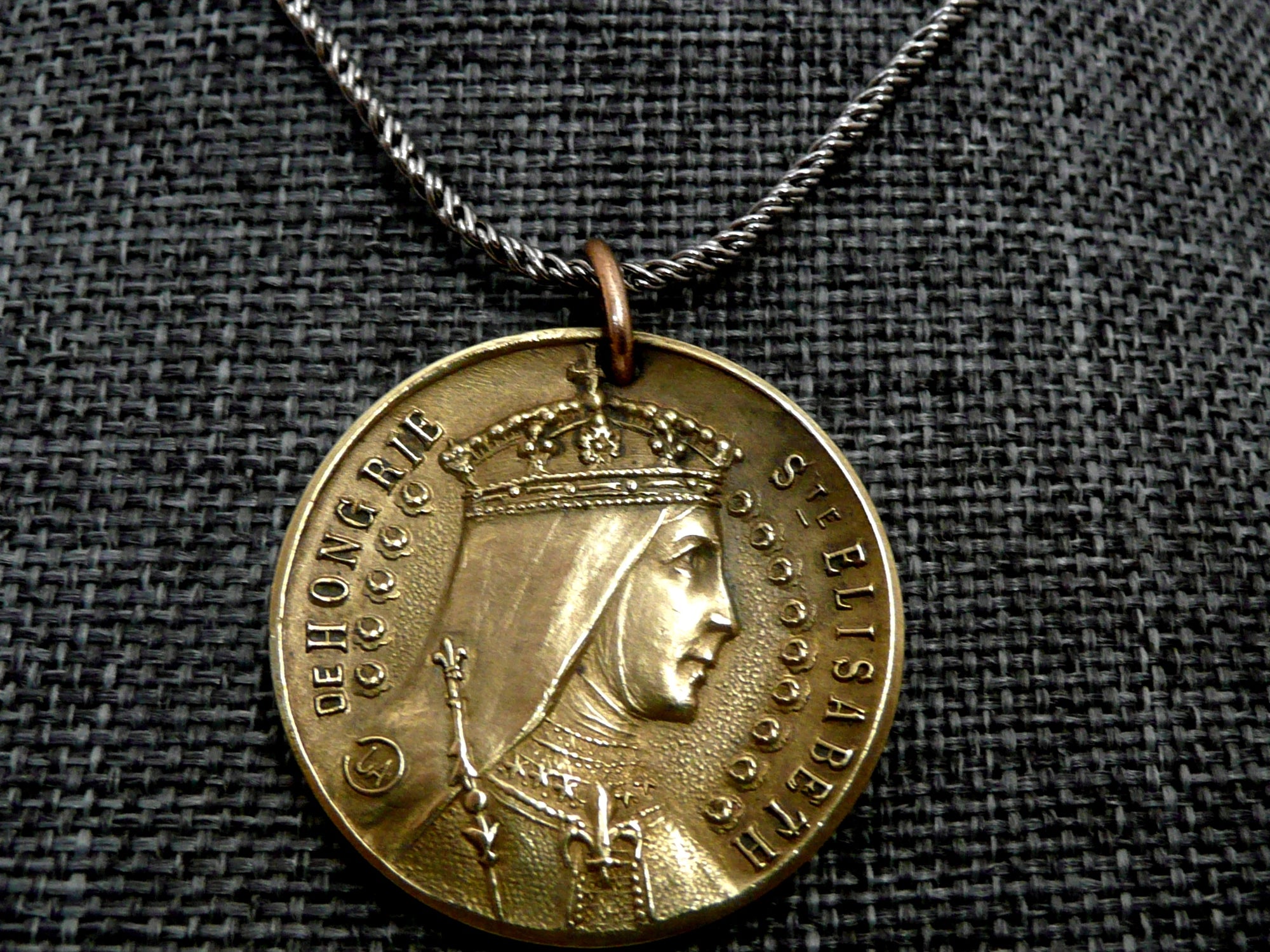 Saint Elizabeth of Hungary Necklace, Vintage French Medal of Saint Elizabeth